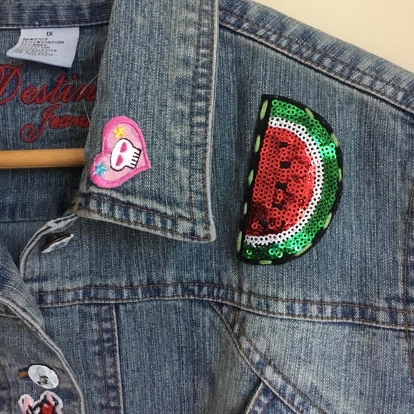 Vintage Destiny Jeans Upcycled Cropped Jean Jacket - Picture 8 of 15